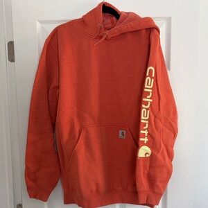 Carhartt Burnt Orange Hoodie with Sleeve Logo